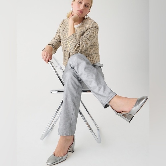 J Crew Maisie ankle-strap heels in crinkle metallic BT908 - Picture 3 of 6